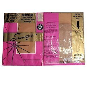 Vintage Stockings Nylon Smart fit seamless 100% Dupont nylon stockings beigetone